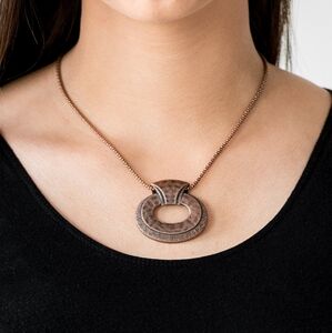 Paparazzi Retro Rebel - Copper Necklace And Earrings